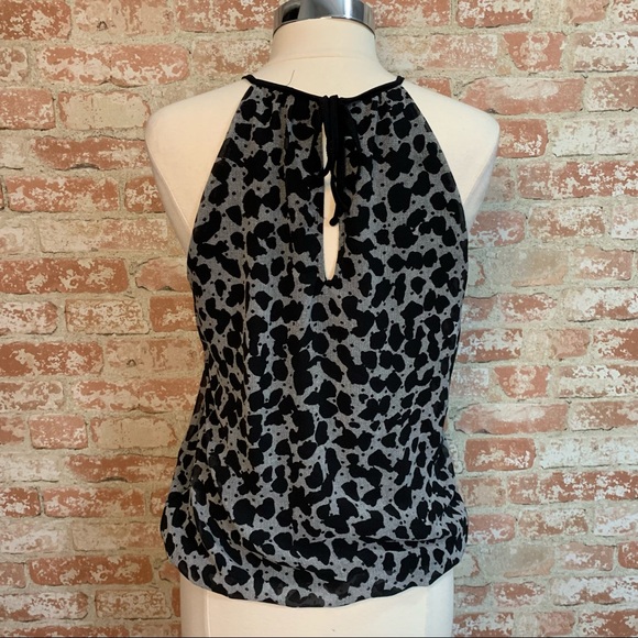 Express Halter Leopard Print Blouse Tie Neck Elastic Hem Blousy - Picture 9 of 9